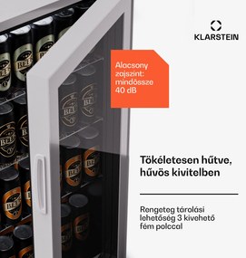 Klarstein Beersafe 74 Slim, hűtőszekrény, 74 liter, 3 polc, panorámás üvegajtó