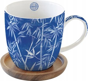 Porcelán bögre 350 ml akác állvány kék bambusz minimalizmus