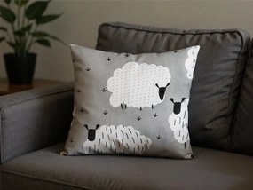 Polipamut párnahuzat WHITE SHEEPS 45x45 cm, szürke