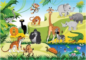 Gyerek fotótapéta dzsungel állatkák 254 x 184 11411V4