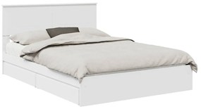 vidaXL Tárolós Ágy fejtámlával fiókkal Fehér 150 x 200 cm Faanyag