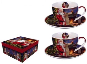 Karácsonyi porcelán télapós csésze aljjal 2 db szett