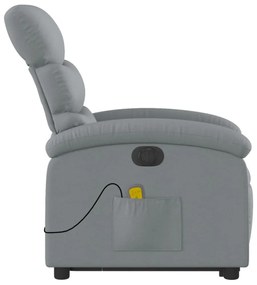 világosszürke szövet dönthető elektromos álló masszázsfotel