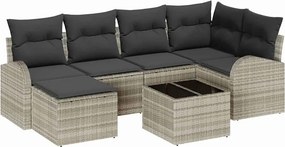 vidaXL Kanapé Szett párnával tárolóval 7 pcs Világosszürke polirattan