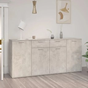 betonszürke szerelt fa tálalószekrény 160 x 36 x 75 cm
