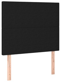 fekete szövet rugós és LED-es ágy matraccal 90x200 cm