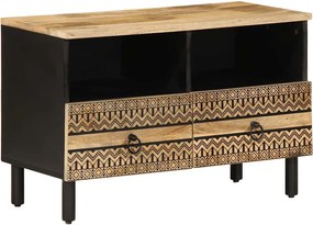 vidaXL fekete tömör nyers mangófa TV-szekrény 70 x 33,5 x 46 cm