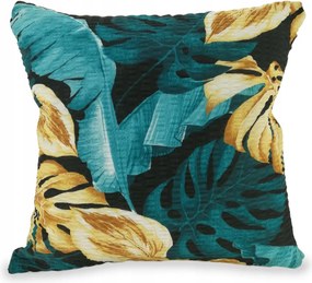 Fakéreg párnahuzat 70x80 fekete-zöld arany egzotikus levelekkel