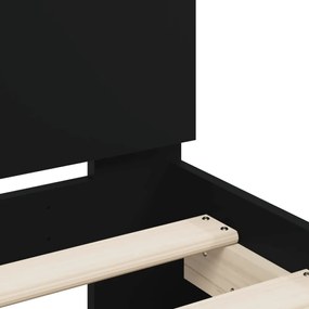 fekete szerelt fa ágykeret fejtámlával 90 x 190 cm
