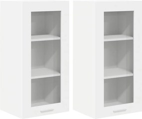 vidaXL Függő szekrény tárolóval 2 pcs Fehér 40 x 31 x 80 cm Faanyag