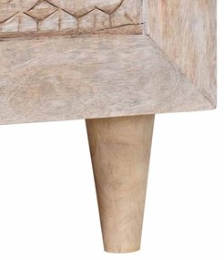 Dohányzóasztal fiókkal Fehér 80 x 54 x 40 cm tömör mangófa