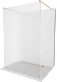 Mexen Kioto, Walk-In zuhanyparaván 130 x 200 cm, 8 mm-es üveg bordás mintával, réz matt profil, 800-130-002-65-09