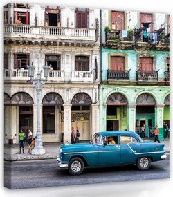 Vászonkép 80x80 Havanna Kuba retro autó építészet utca nap élet