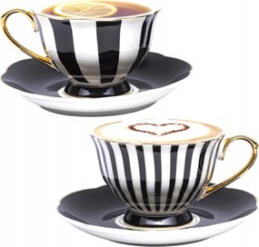 2x Csésze Csészealjjal 220 ML Kávéscsészék Porcelán Teák