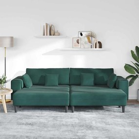 Bársony Kanapé párnával 3 pcs Sötétzöld 208 cm Bársony