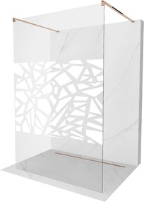 Mexen Kioto, átmenő zuhany paraván 120 x 200 cm, 8mm átlátszó / fehér üvegminta, 2x rose gold stabilizáló távtartó, 800-120-002-60-85