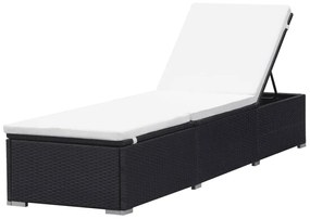 2 db fekete polyrattan napozóágy párnával