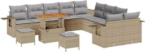 vidaXL Kerti Kanapé Szett 13 pcs Bézs polirattan