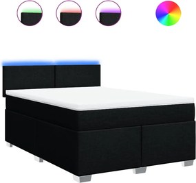 vidaXL fekete szövet rugós ágy matraccal 140 x 200 cm
