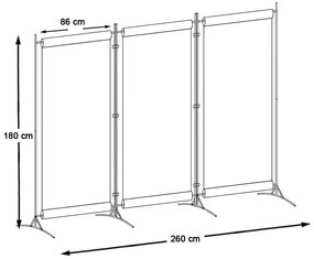 Mobil térelválasztó 260x180cm, szürke
