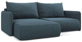 Kék kinyitható-tárolóhelyes sarokkanapé (bal oldali) Nanea – Makamii