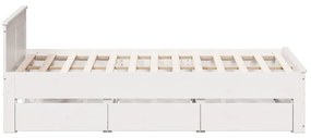 fehér tömör fenyőfa fejtámlás ágykeret matrac nélkül 140x200 cm