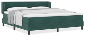 Boxspring Ágy Matrac Kényelmes Sötét Zöld 180x200 cm Bársony