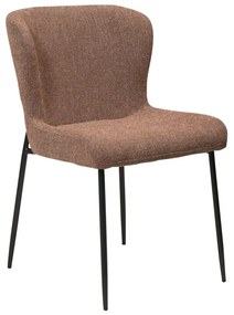 Glam design szék, piros bouclé, fekete fém láb