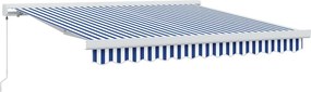 vidaXL Behúzható napellenző Kék és Fehér 300 x 250 cm Szövet és Fém