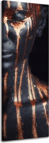 Vászonkép Fekete Nő Barna Csíkos Művészet 40x120 cm