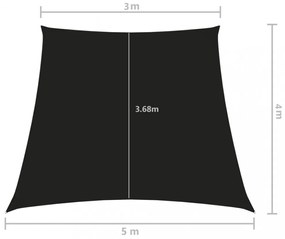 fekete trapéz alakú oxford-szövet napvitorla 3/5 x 4 m