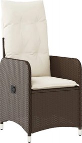 vidaXL barna polyrattan dönthető kerti szék párnákkal