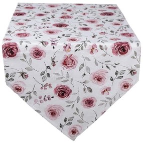 Rózsa virágos pamut asztali futó 50x160 cm Rustic Rose
