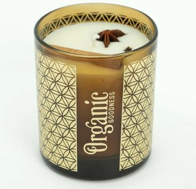 Organikus füstölő gyertya Lemongrass &amp; Spice200 g üvegben, aranyfóliával
