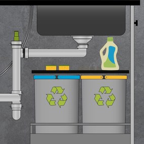 Mosogató Quality Crypton 55, gránit konyhai mosogató 460x375x205 mm + króm szifon, fekete foltos, SKQ-CRY.B.1KBO.55.X