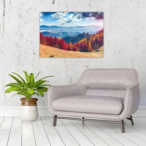 Egy kép egy színes őszi tájról (üvegen) (70x50 cm)