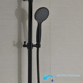 Zuhanyrendszer EYN NTC79887 LED-világítással, többféle vízsugárral, falon kívüli kivitelben, matt fekete felülettel