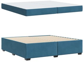 Ágykeret matracmal Sötétkék 200 x 200 cm Bársony