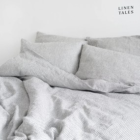 Fekete-fehér kétszemélyes-hosszabbított len ágyneműhuzat 200x220 cm – Linen Tales