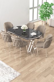 Zae étkezőgarnitúra, fekete márvány-króm, 168 cm – TR240CHR3100