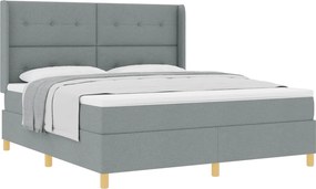 vidaXL Boxrugós ágy matracmal Világosszürke 180 x 200 cm szövet