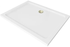 Mexen SLIM - Négyszögletű zuhanytálca 120x80x5cm + arany szifon, fehér, 40108012G