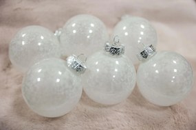 Jeges-fehér műanyag karácsonyi gömbök 6db 10cm