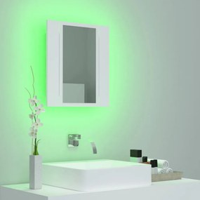 fehér akril LED-es fürdőszobaszekrény tükörrel 40 x 12 x 45 cm