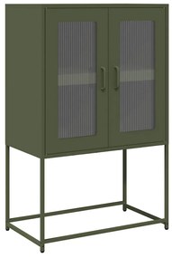 Highboard olívazöld 68x39x107 cm Acél