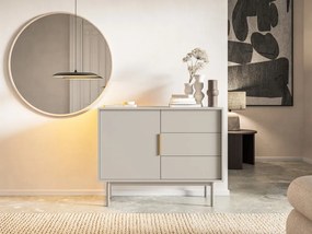 Vitrină TUE cu 2 uși – auriu/alb, cu iluminare LED