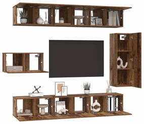 TV szekrény garnitúra 8 pcs Régi fa 30.5 x 30 x 90 cm Faanyag