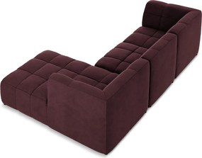 Borvörös bársony sarokkanapé (jobb oldali-heverő résszel) Aloha – Makamii