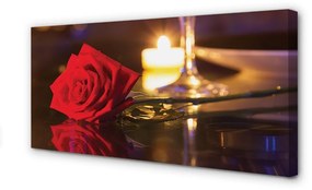 Canvas képek Rose gyertya üveg 125x50 cm