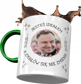 Bögre Zöld András Duda PiS elnök Ajándék Nyomtatott Fotóval